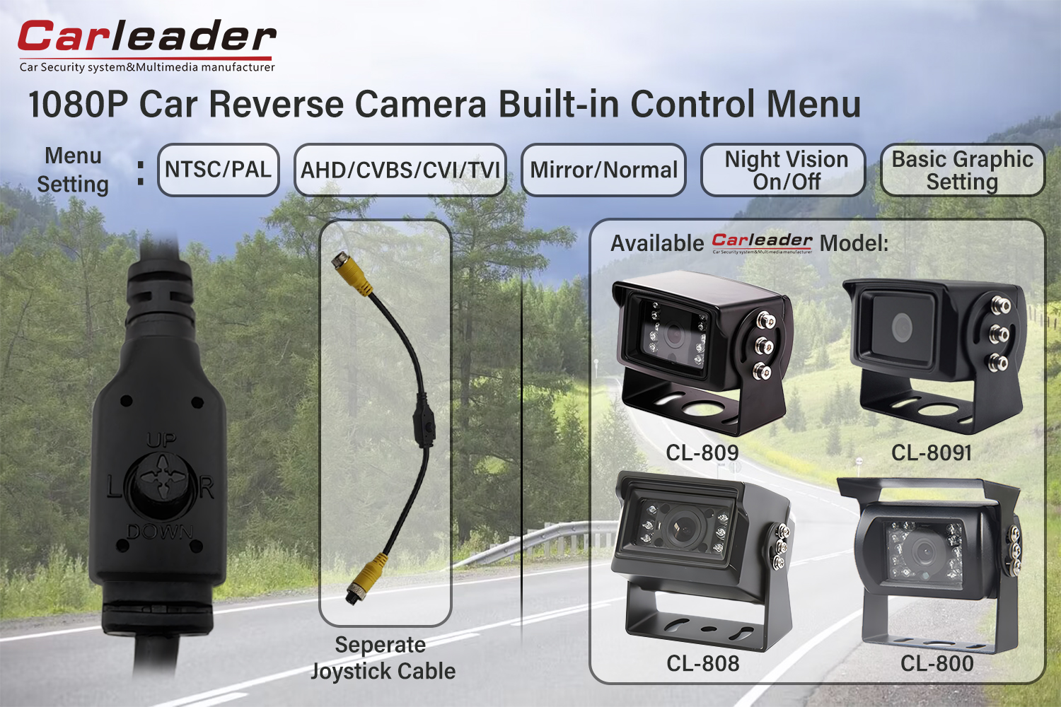 Cúvacia kamera do auta AHD 1080P s ovládacím menu