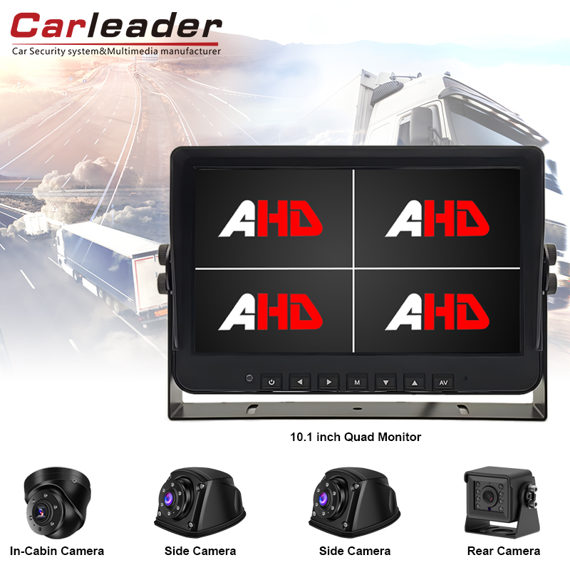 Inovujte svoje monitorovacie skúsenosti s Carleaderom 10.1-palcový 4AV vstupy Quad View AHD Monitor vozidla a súprava fotoaparátu a súprava fotoaparátu