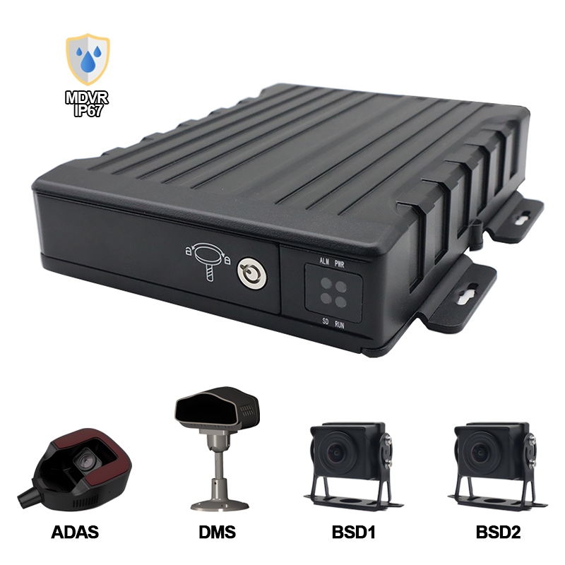 Carleader 4CH IP67 Waterproof AI SD Mobile DVR Podpora ADAS+DMS+BSD