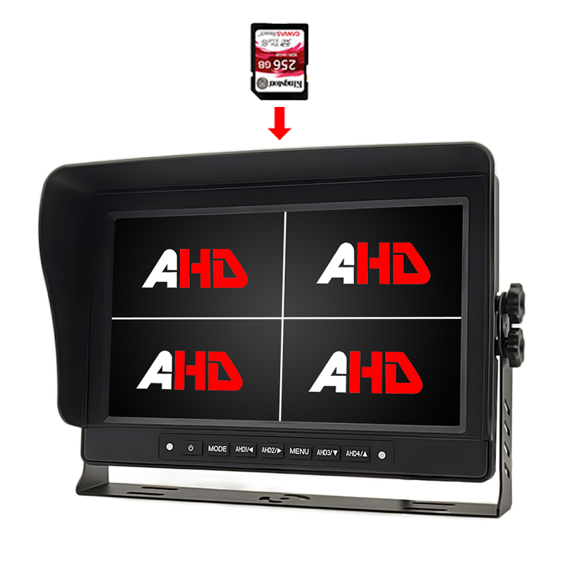 Carleader 10.1 vodotesný monitor s rozlíšením AHD so štyrmi zobrazeniami a záznamom videa