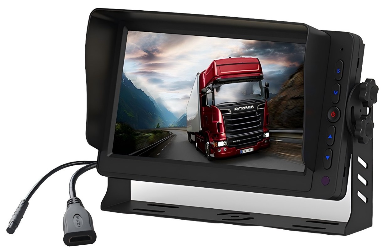 7-palcový HDMI monitor vozidla s duálnymi AV vstupmi, spätným spúšťaním a vstavaným reproduktorom